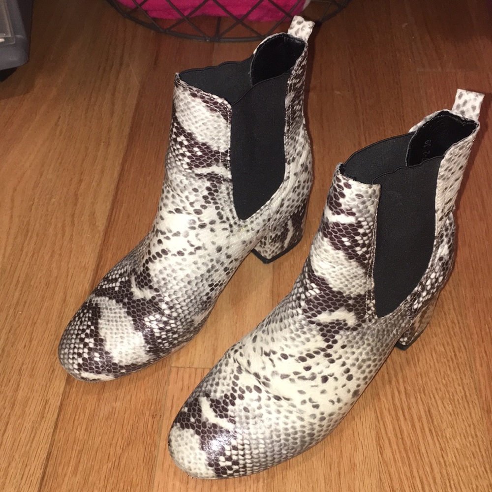 snakeskin booties